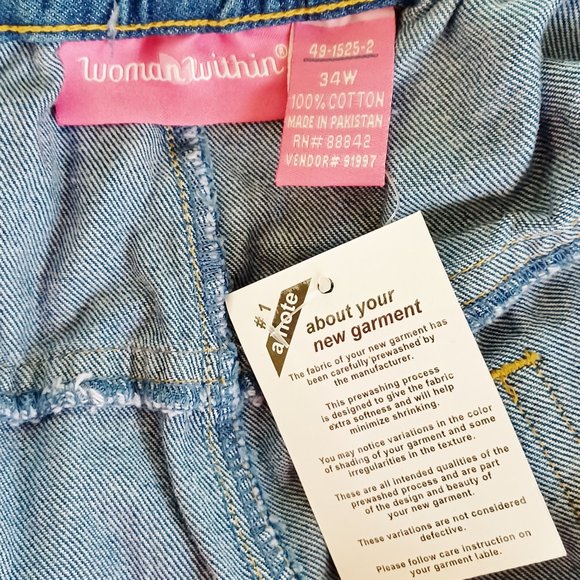 NWT Woman Within Capri Cropped Denim Jeans Plus Size 34W - Picture 3 of 3